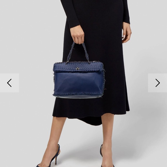 BOTTEGA VENETA Tiina Royal Blue Lambskin Shoulder Bag. MED. Like New! RT $2800 - Picture 13 of 15